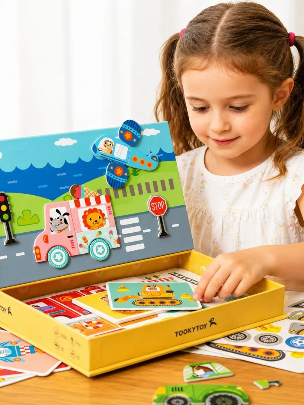 Montessori Magnetic Transportation Matching Toy Cars Trucks Kids Learning Game